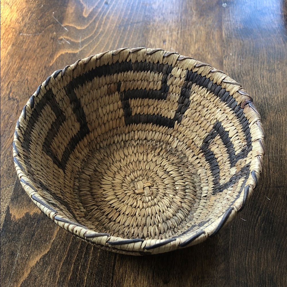 Handwoven Natural and Black Decorative Woven Bowl - Home Accents